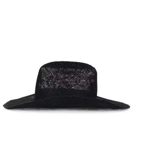 Janessa Leone Aiden Straw Cowboy Hat Black M NWT READ $298 main image 5